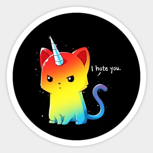 Cute Funny Colorful Angry Cat Kitten Sarcastic Humor Quote animal Lover Artwork Sticker